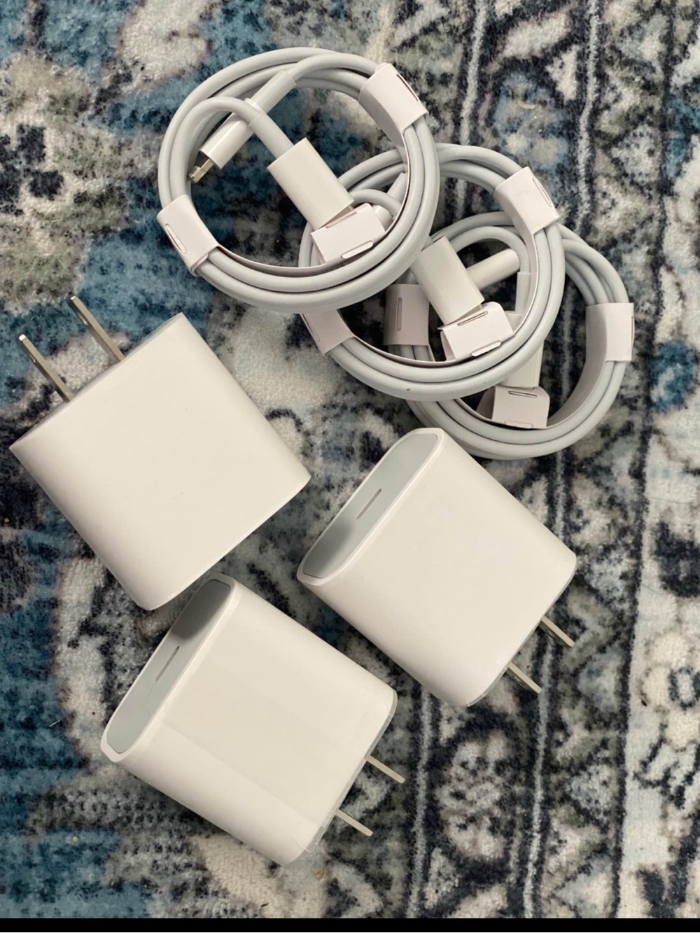 3 White USB Power Adapters & 3Lightning Cables